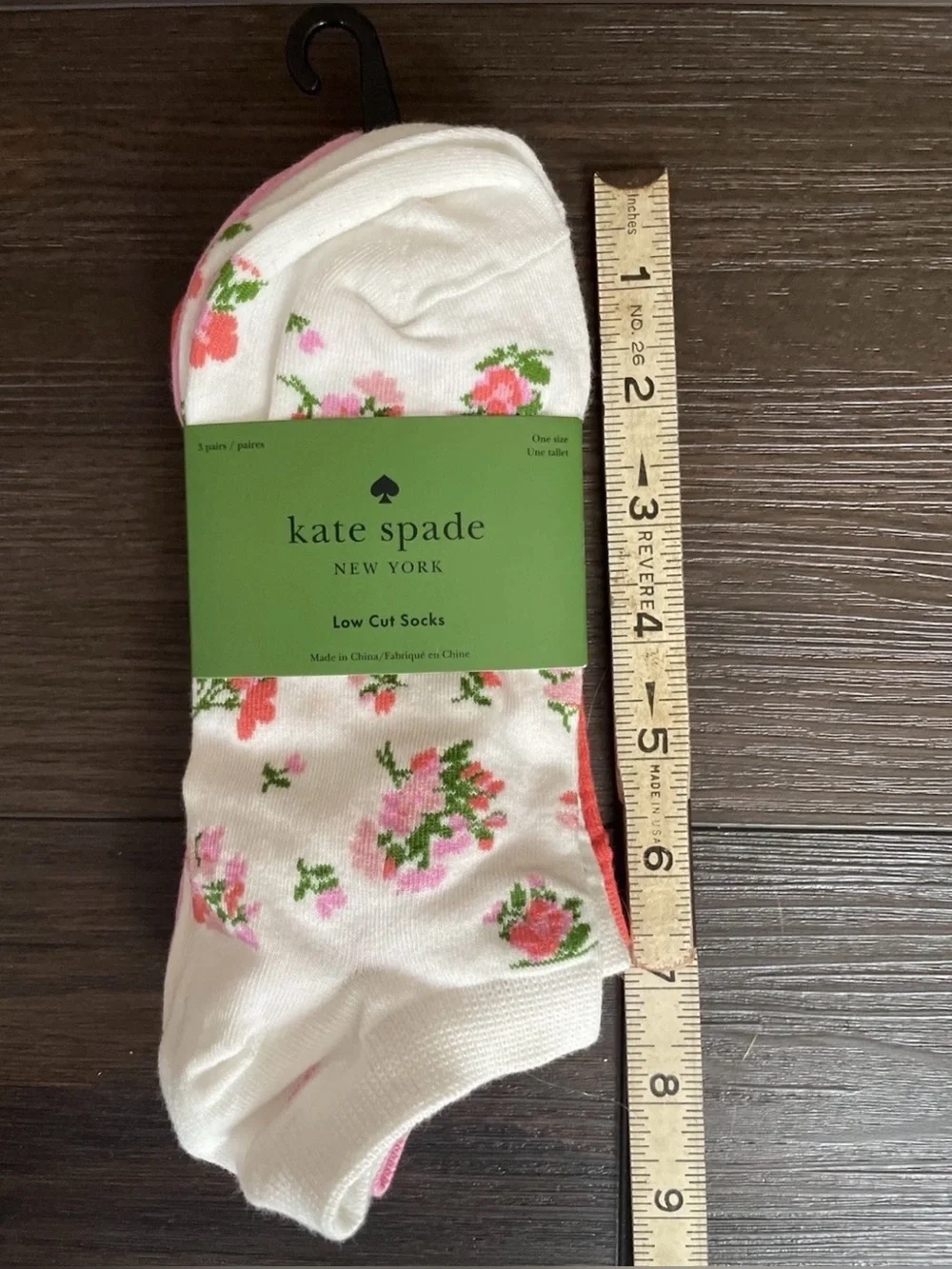NEW kate spade Floral and solid Low-Cut Socks 3 pack novelty ankle socks